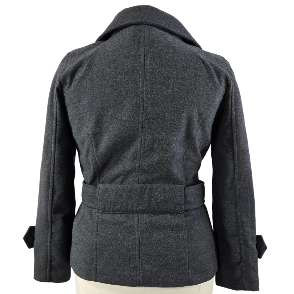 Zara Basic Gray Single Breasted Belted Peacoat Po… - image 2